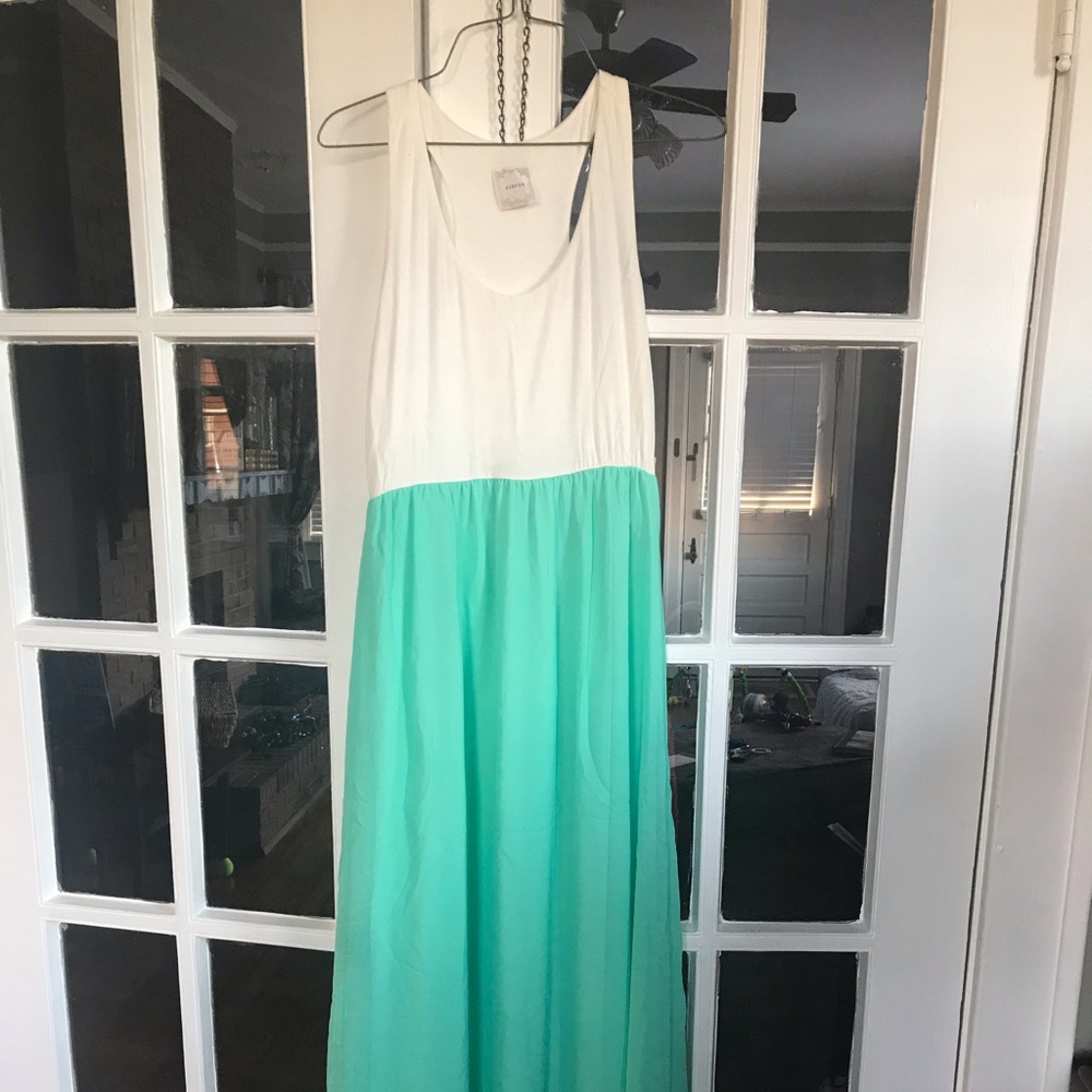 Teal blue and white Maxi Dress